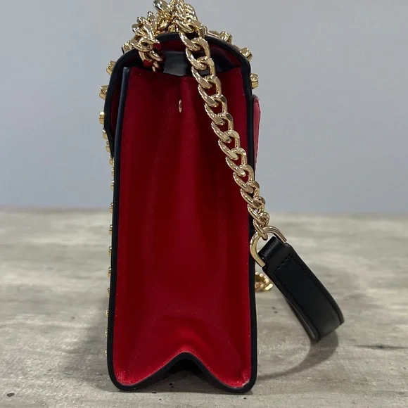 Michael Kors Red and Black Studded Crossbody Bag - Picture 2 of 8